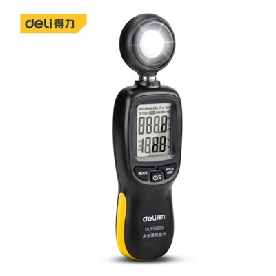 得力（deli）其他電工儀器儀表 DL333205 多光源照度計(jì) 數(shù)字高精度測(cè)光儀 光照強(qiáng)度光度計(jì) 20萬LUX照度 